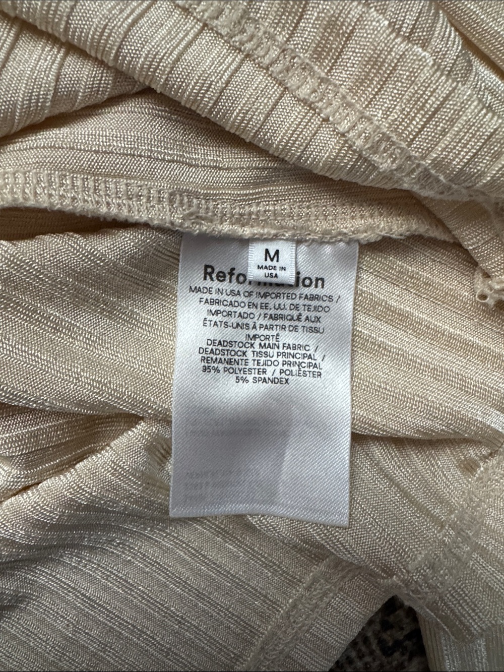 Reformation Cream Ribbed Button-Front Top - Picture 3 of 4